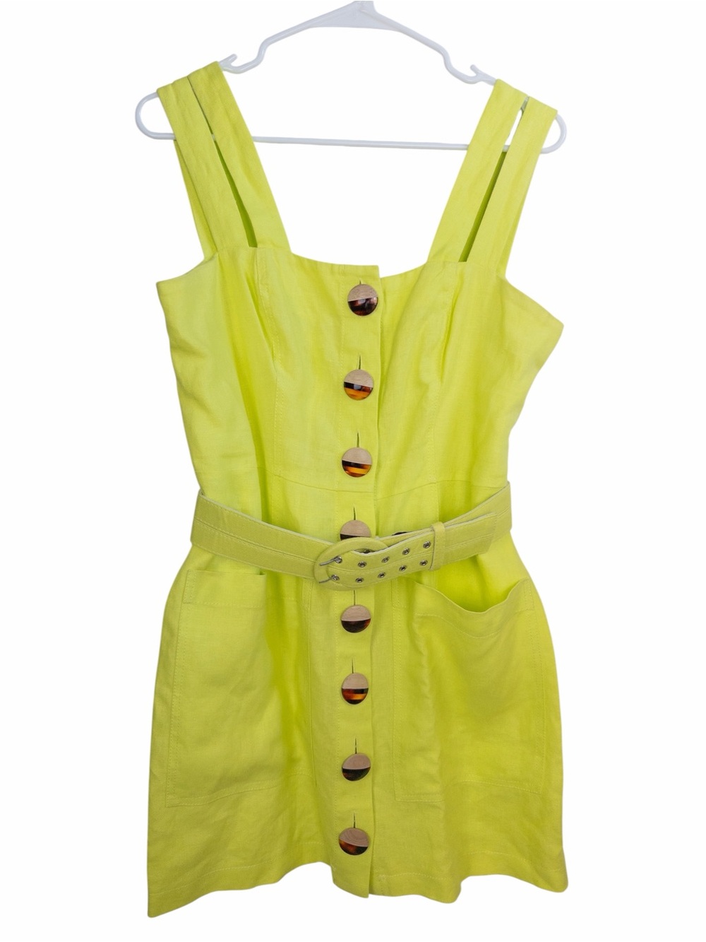 Nicholas Button Double Strap Dress Fluorescent Lime Size 6 - Picture 2 of 14